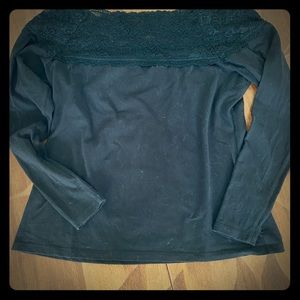 Wm’s large, H&M black lace off the shoulder top